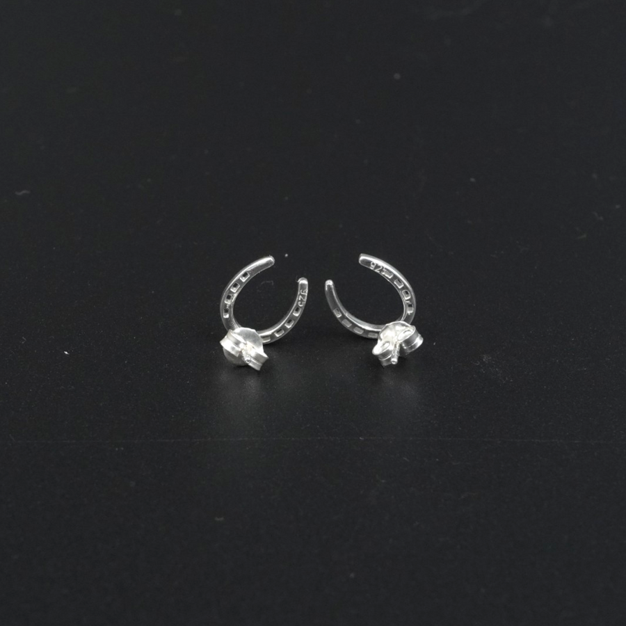 Horseshoe Earrings Silver Plated | Equestrian Lucky Horseshoe Stud Earrings