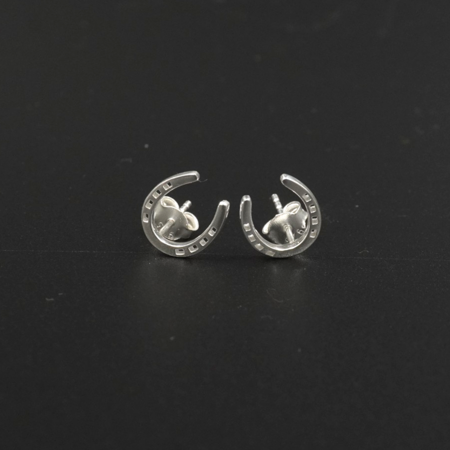 Horseshoe Earrings Silver Plated | Equestrian Lucky Horseshoe Stud Earrings