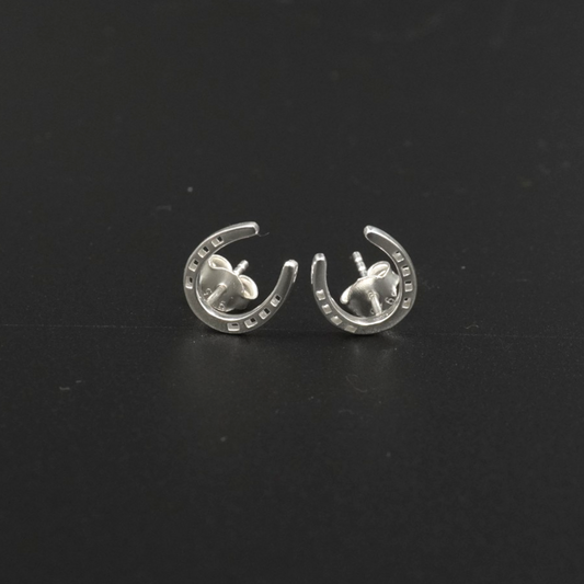 Horseshoe Earrings Silver Plated | Equestrian Lucky Horseshoe Stud Earrings