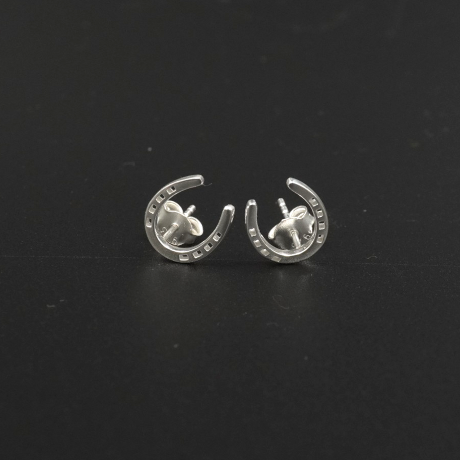 Horseshoe Earrings Silver Plated | Equestrian Lucky Horseshoe Stud Earrings