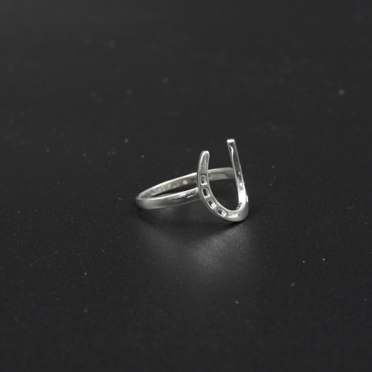 Horseshoe Ring Silver Plated | Fixed Size 1 Equestrian Lucky Horseshoe Ring