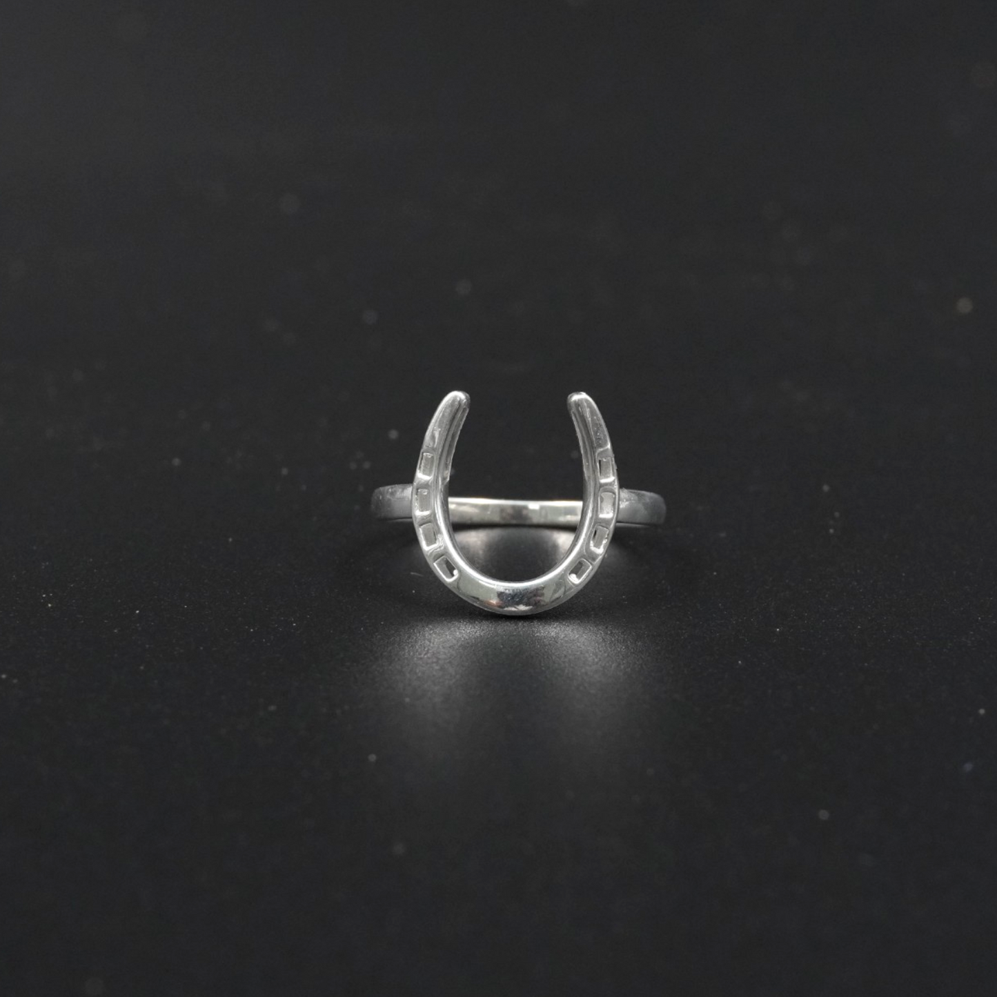 Horseshoe Ring Silver Plated | Fixed Size 1 Equestrian Lucky Horseshoe Ring