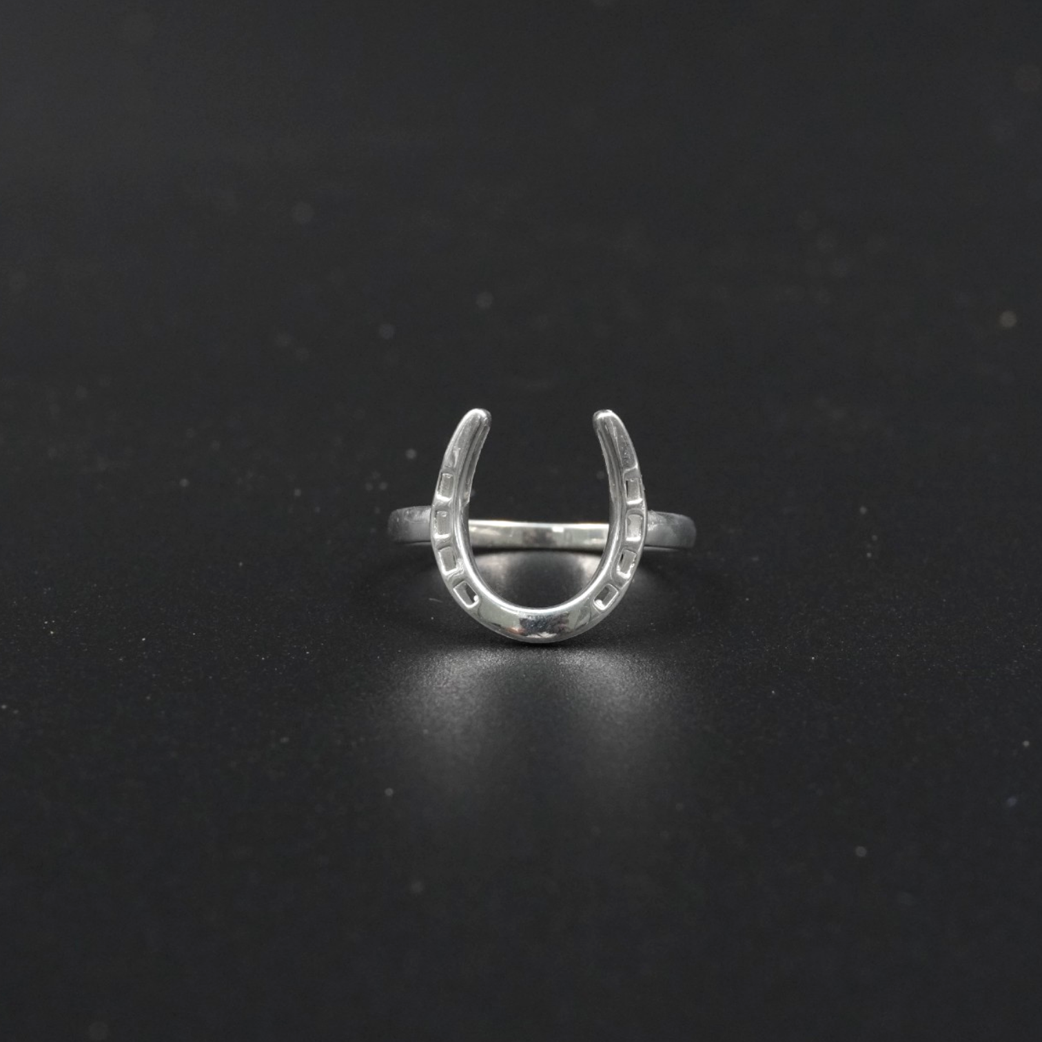 Horseshoe Ring Silver Plated | Fixed Size 1 Equestrian Lucky Horseshoe Ring