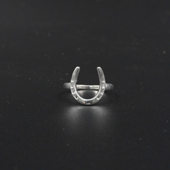 Horseshoe Ring Silver Plated | Fixed Size 1 Equestrian Lucky Horseshoe Ring