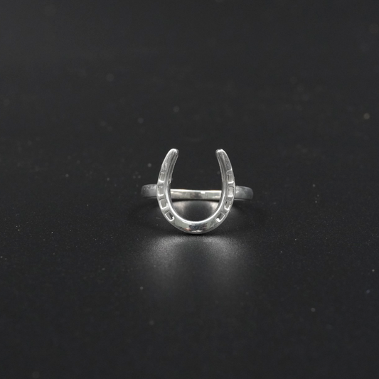 Horseshoe Ring Silver Plated | Fixed Size 1 Equestrian Lucky Horseshoe Ring