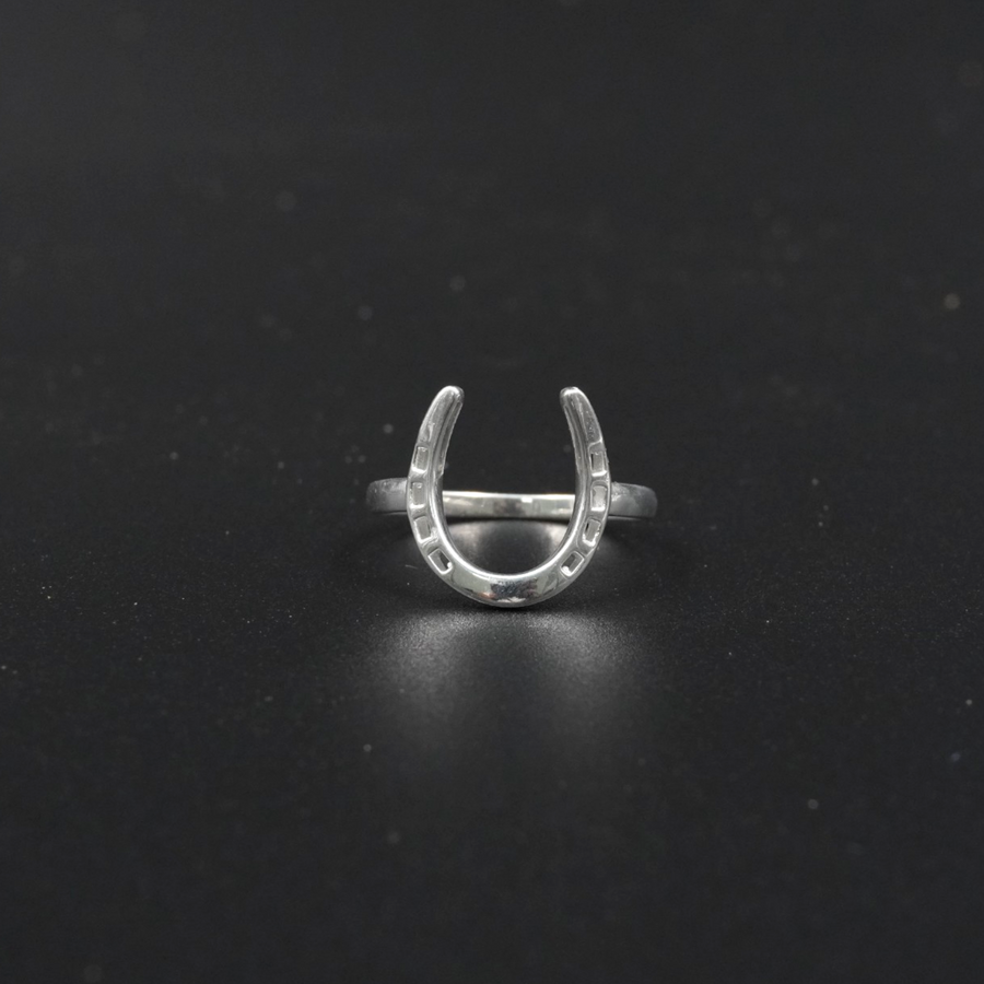 Horseshoe Ring Silver Plated | Fixed Size 1 Equestrian Lucky Horseshoe Ring