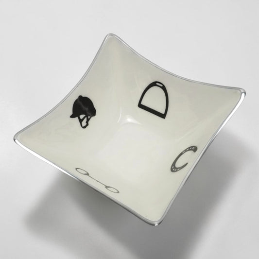 Equestrian Bowl Acrylic Finish 4-Corner Square 9"