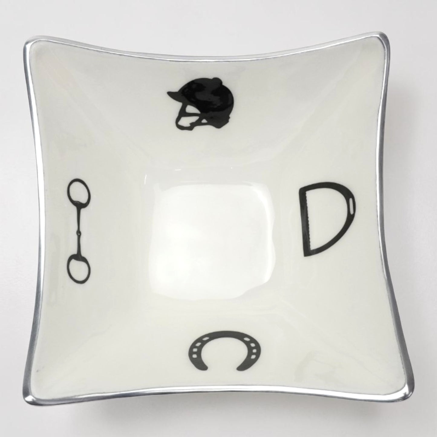 Equestrian Bowl Acrylic Finish 4-Corner Square 9"