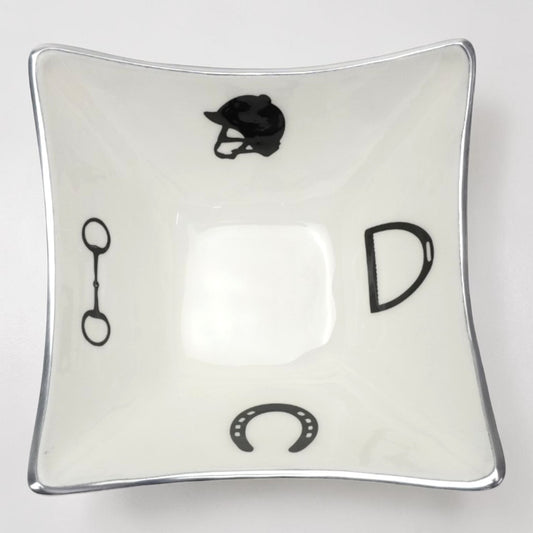 Equestrian Bowl Acrylic Finish 4-Corner Square 9"