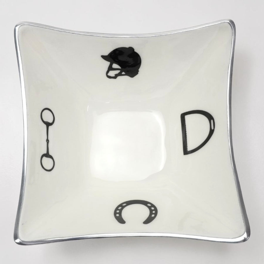 Equestrian Bowl Acrylic Finish 4-Corner Square 9"