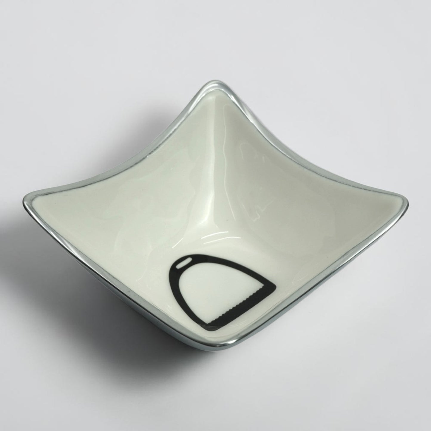 Horse Stirrup Bowl Acrylic Finish 4-Corner Square 7.5"