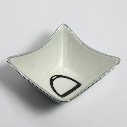Horse Stirrup Bowl Acrylic Finish 4-Corner Square 7.5"