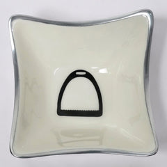 Horse Stirrup Bowl Acrylic Finish 4-Corner Square 7.5"