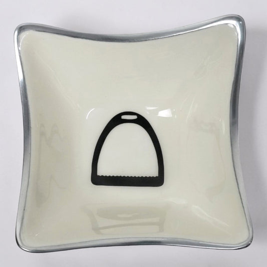 Horse Stirrup Bowl Acrylic Finish 4-Corner Square 7.5"
