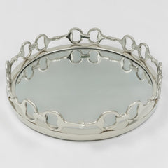 Equestrian Horse Bit Mirror Tray - Cast Aluminium Nickel Plated | 21 Inch DiameterXX