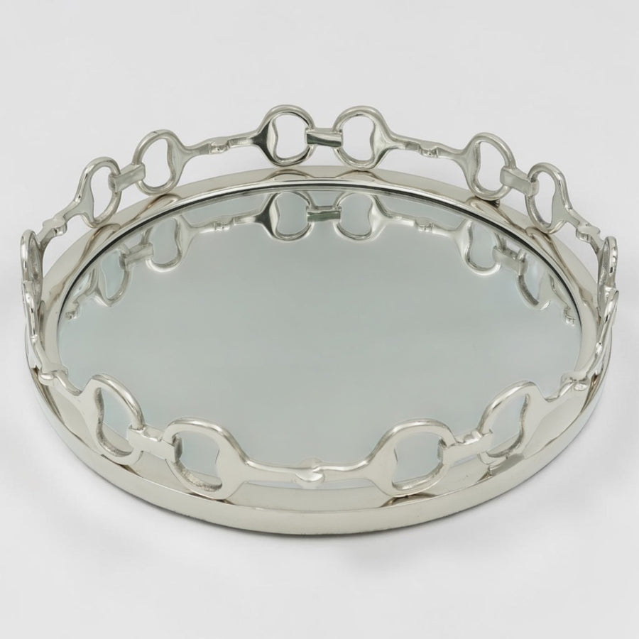 Equestrian Horse Bit Mirror Tray - Cast Aluminium Nickel Plated | 21 Inch DiameterXX