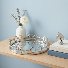 Equestrian Horse Bit Mirror Tray - Cast Aluminium Nickel Plated | 21 Inch DiameterXX