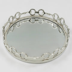 Equestrian Horse Bit Mirror Tray - Cast Aluminium Nickel Plated | 21 Inch DiameterXX