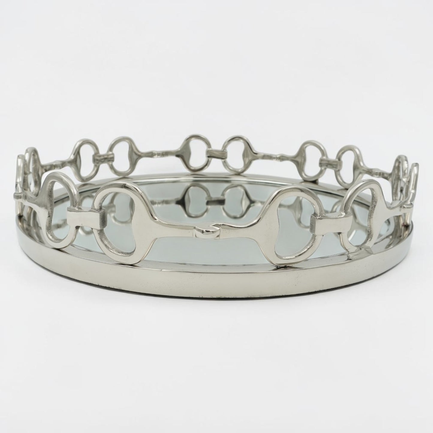 Equestrian Horse Bit Mirror Tray - Cast Aluminium Nickel Plated | 21 Inch DiameterXX