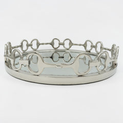 Equestrian Horse Bit Mirror Tray - Cast Aluminium Nickel Plated | 21 Inch DiameterXX