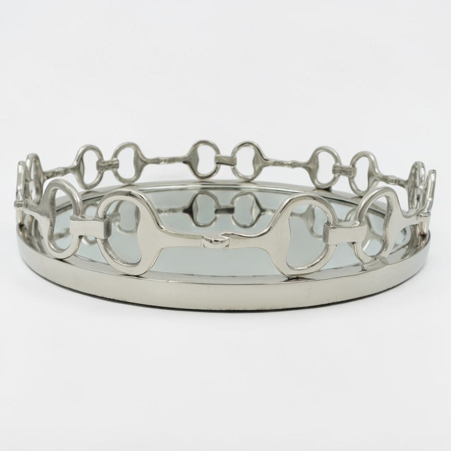 Equestrian Horse Bit Mirror Tray - Cast Aluminium Nickel Plated | 21 Inch DiameterXX