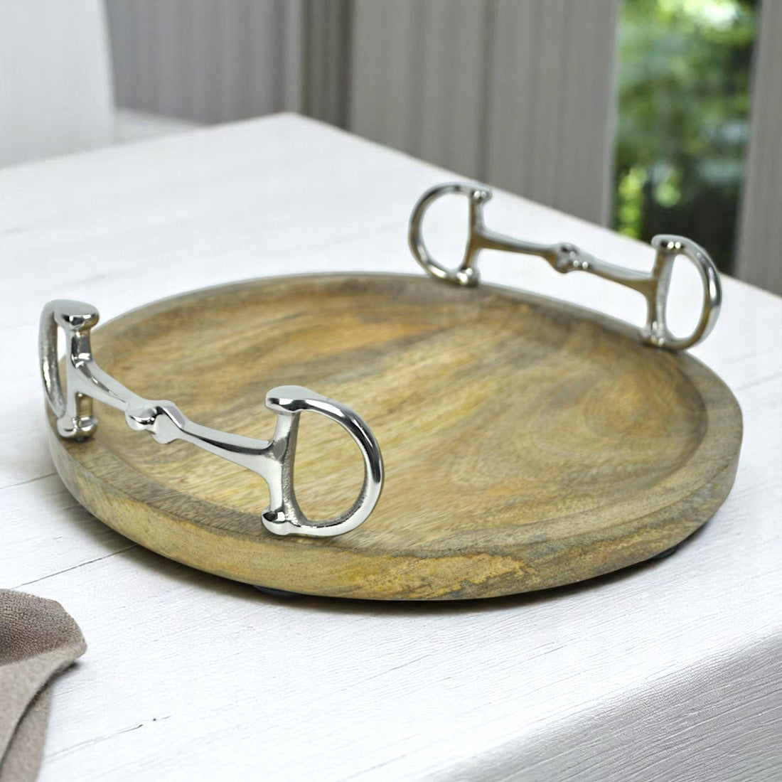 Horse Bit Wooden Tray Round