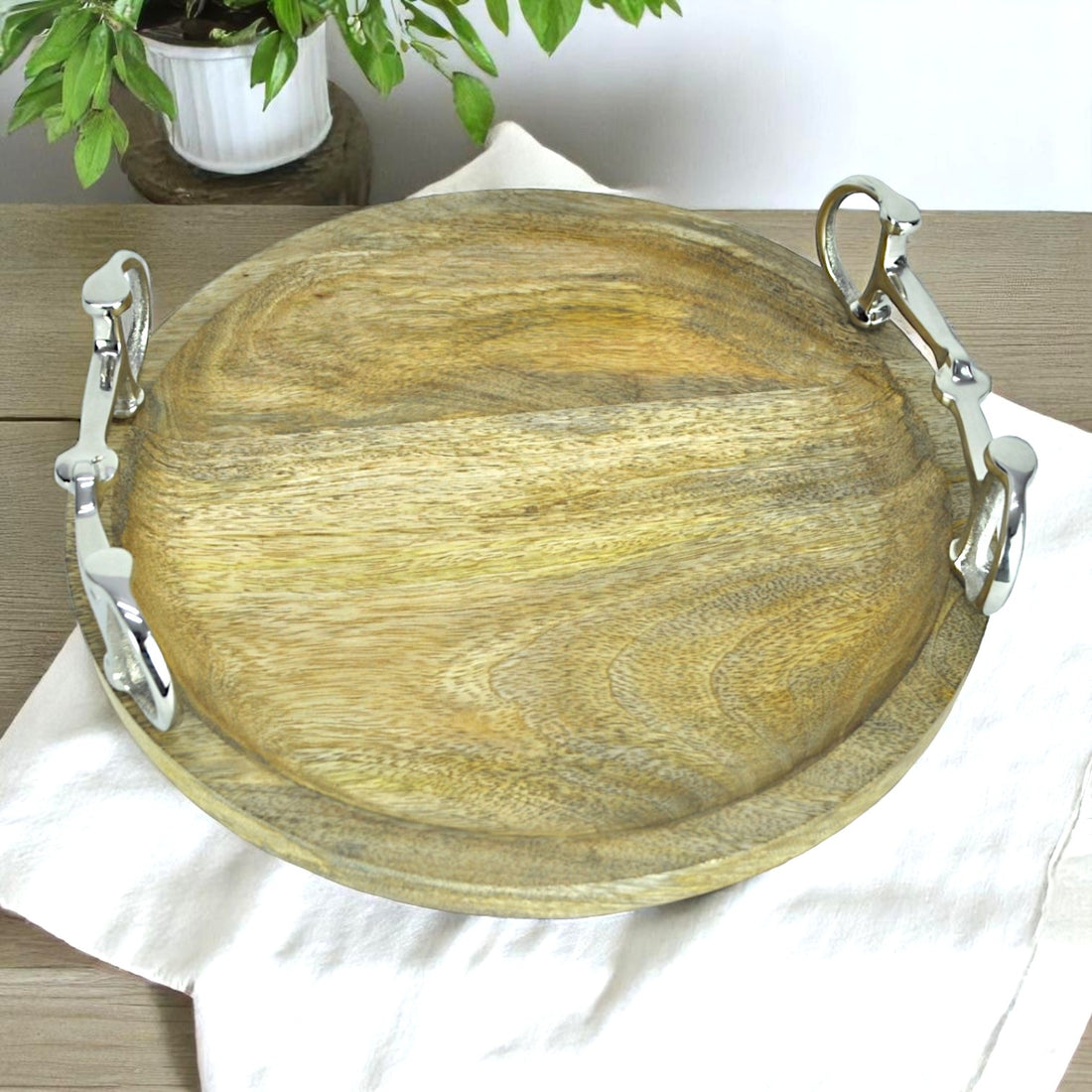 Horse Bit Wooden Tray Round