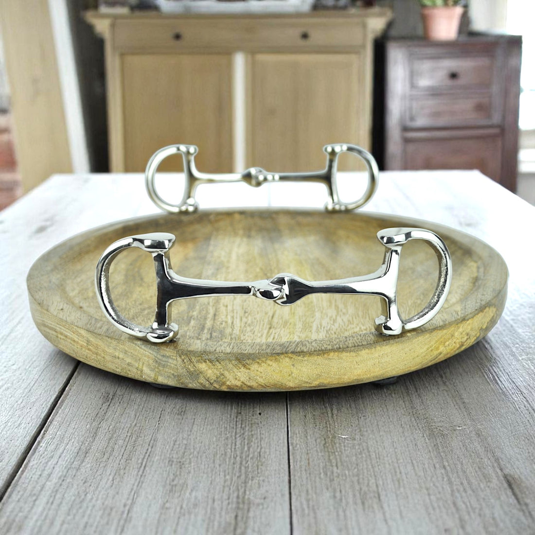 Horse Bit Wooden Tray Round