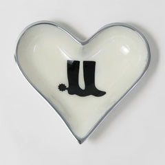 Horse Boot Bowl Acrylic Finish Heart Shape 6"