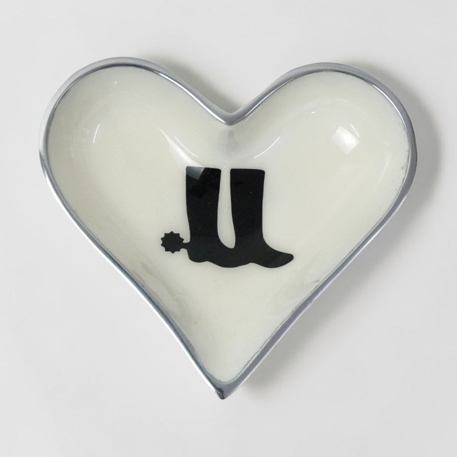 Horse Boot Bowl Acrylic Finish Heart Shape 6"