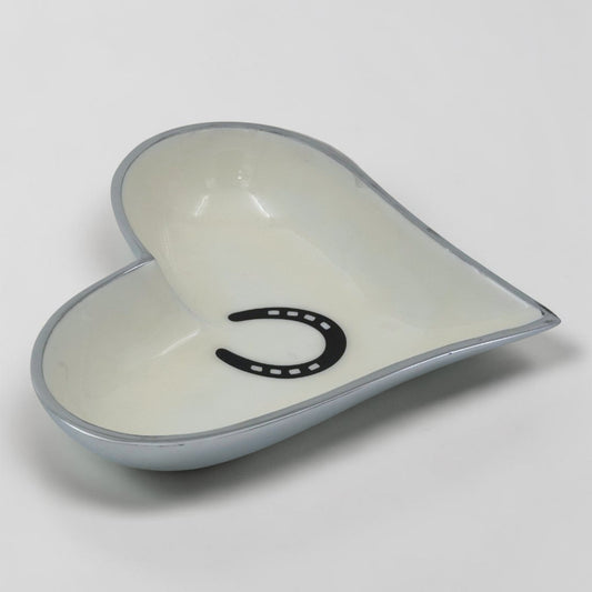 Horse Shoe Bowl Acrylic Finish Heart Shape 8"