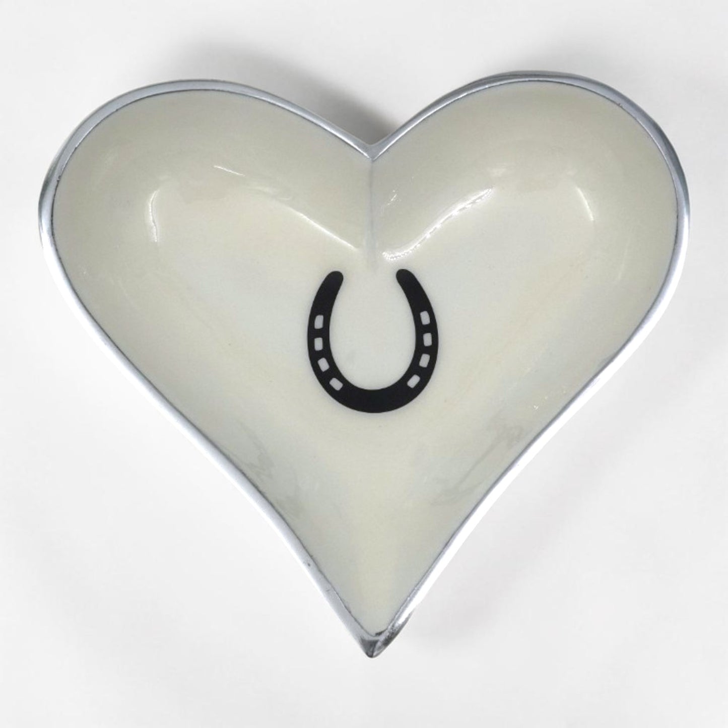 Horse Shoe Bowl Acrylic Finish Heart Shape 8"