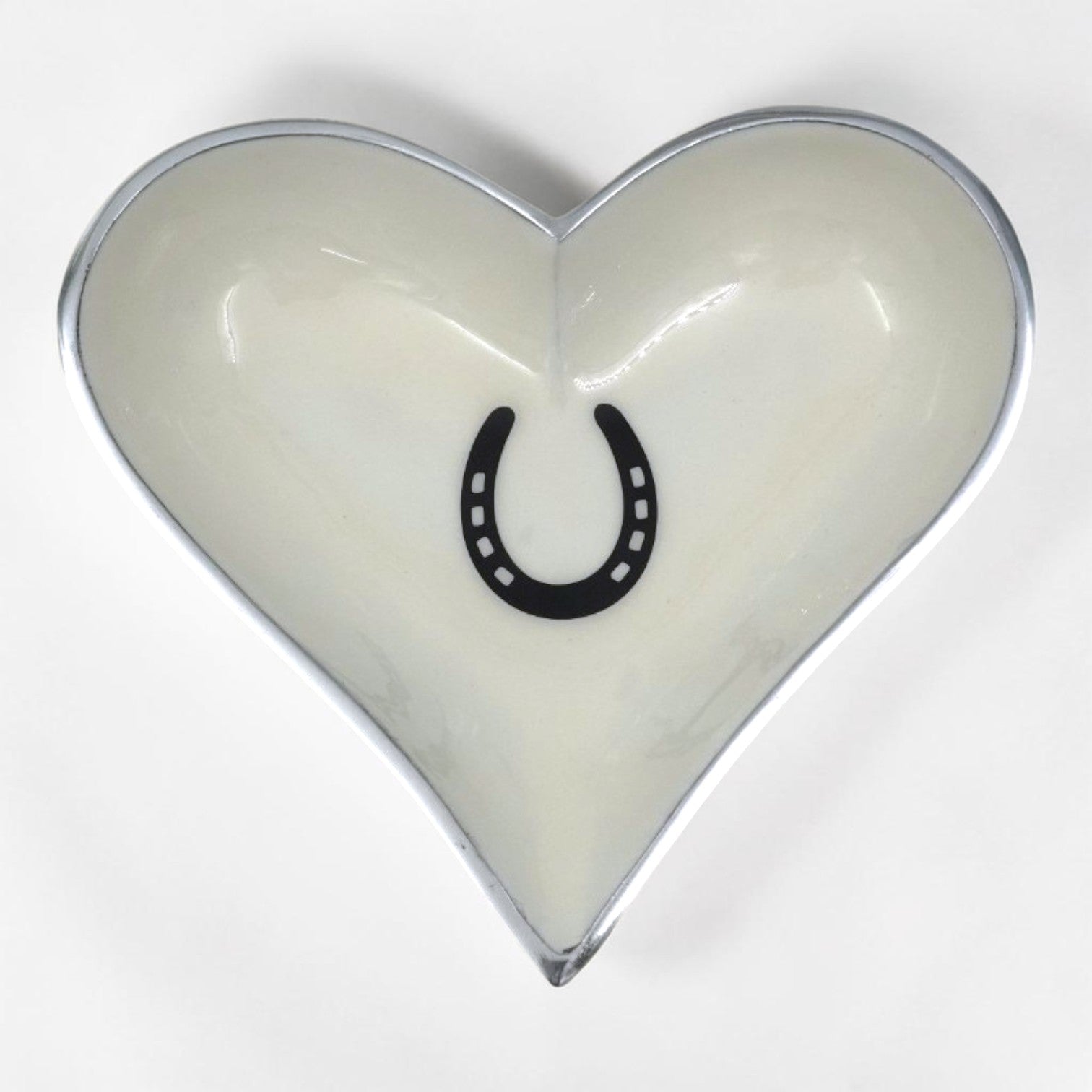 Horse Shoe Bowl Acrylic Finish Heart Shape 8"