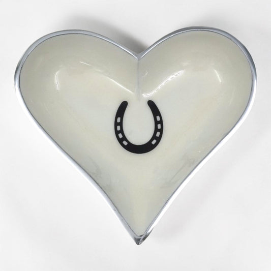 Horse Shoe Bowl Acrylic Finish Heart Shape 8"