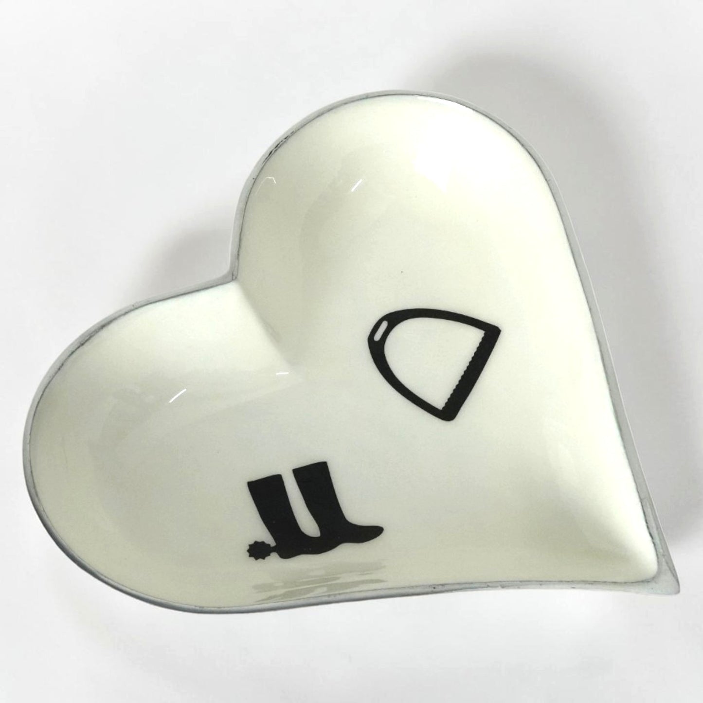 Horse Stirrup Boot Bowl Acrylic Finish Heart Shape 10"