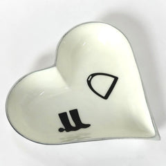 Horse Stirrup Boot Bowl Acrylic Finish Heart Shape 10"