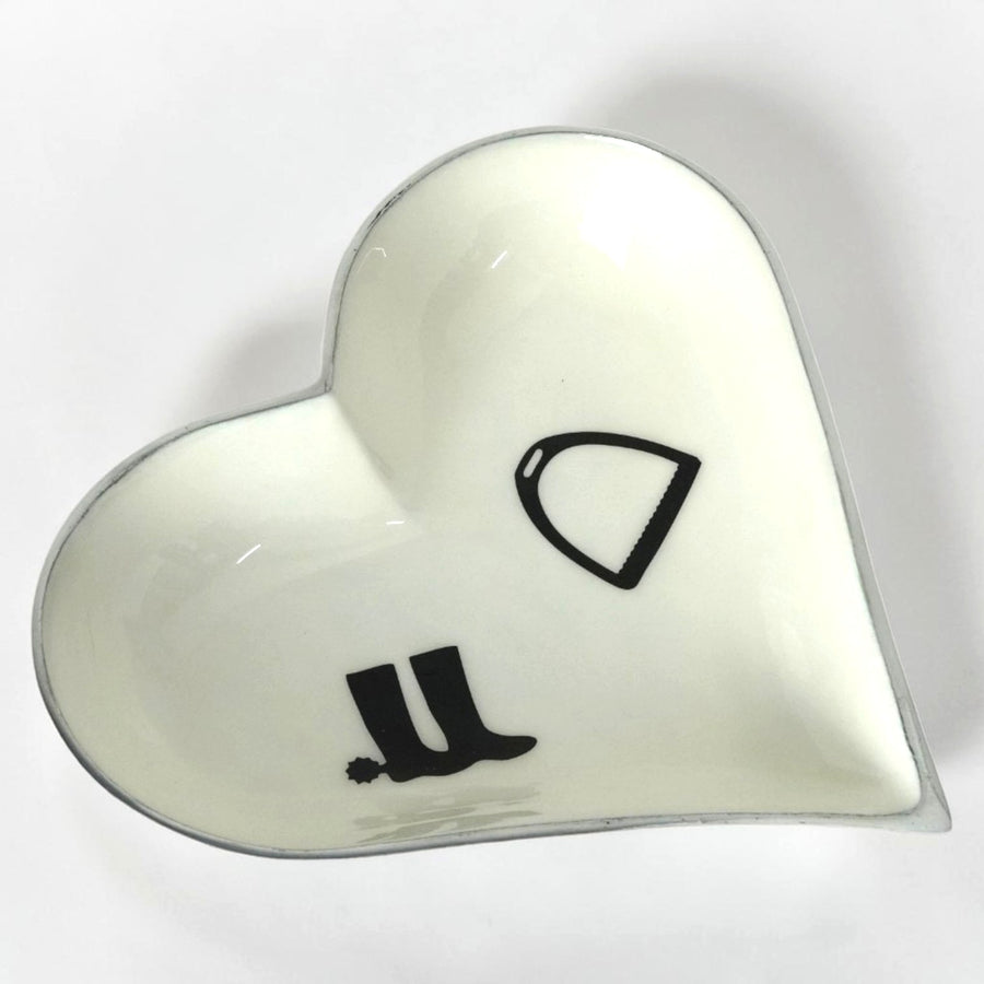 Horse Stirrup Boot Bowl Acrylic Finish Heart Shape 10"