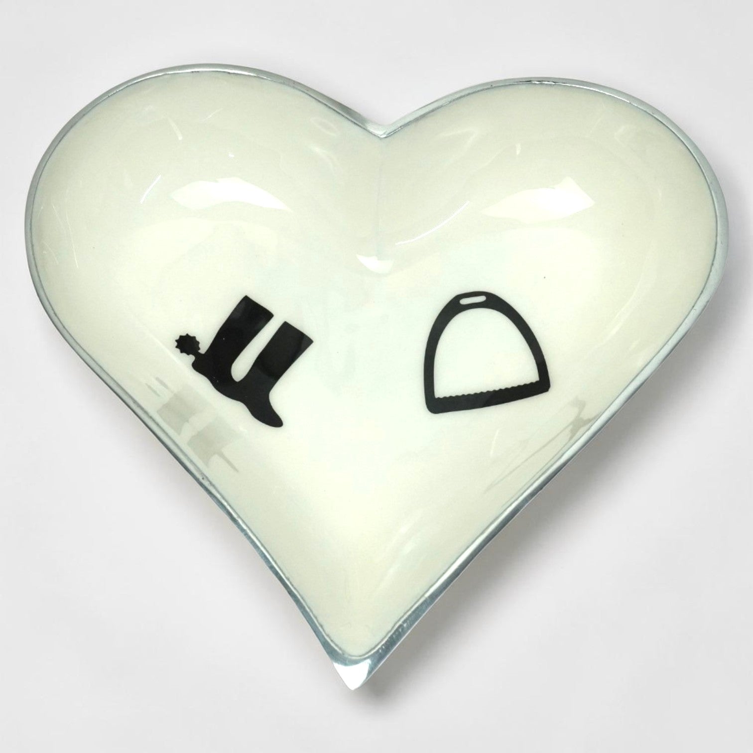 Horse Stirrup Boot Bowl Acrylic Finish Heart Shape 10"