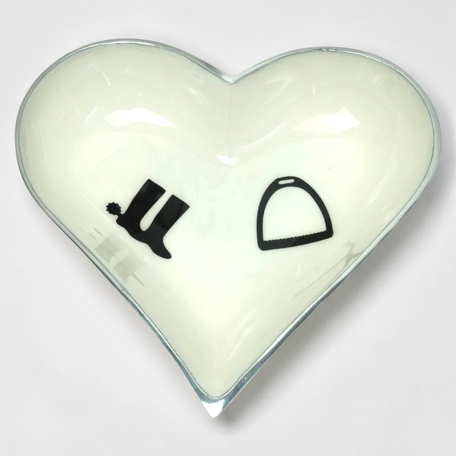 Horse Stirrup Boot Bowl Acrylic Finish Heart Shape 10"