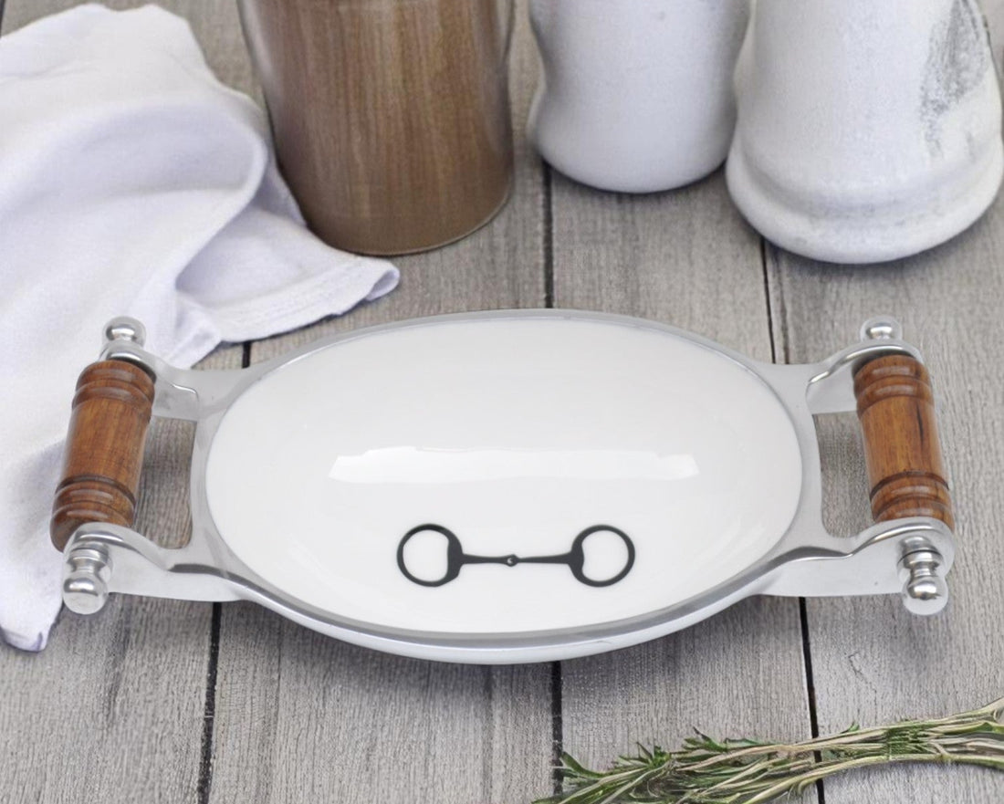 Horse Stirrup Oval Bowl with Handles