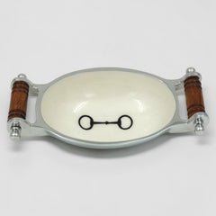 Horse Bit Bowl with Handles Acrylic Finish Oval