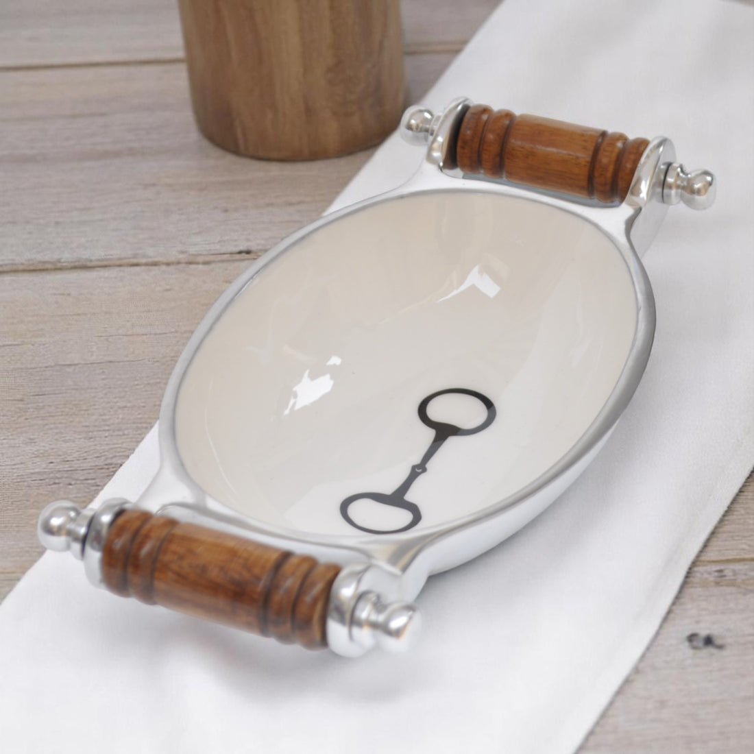 Horse Stirrup Oval Bowl with Handles