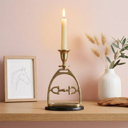 Horse Stirrup Bit Candle Stand 9"
