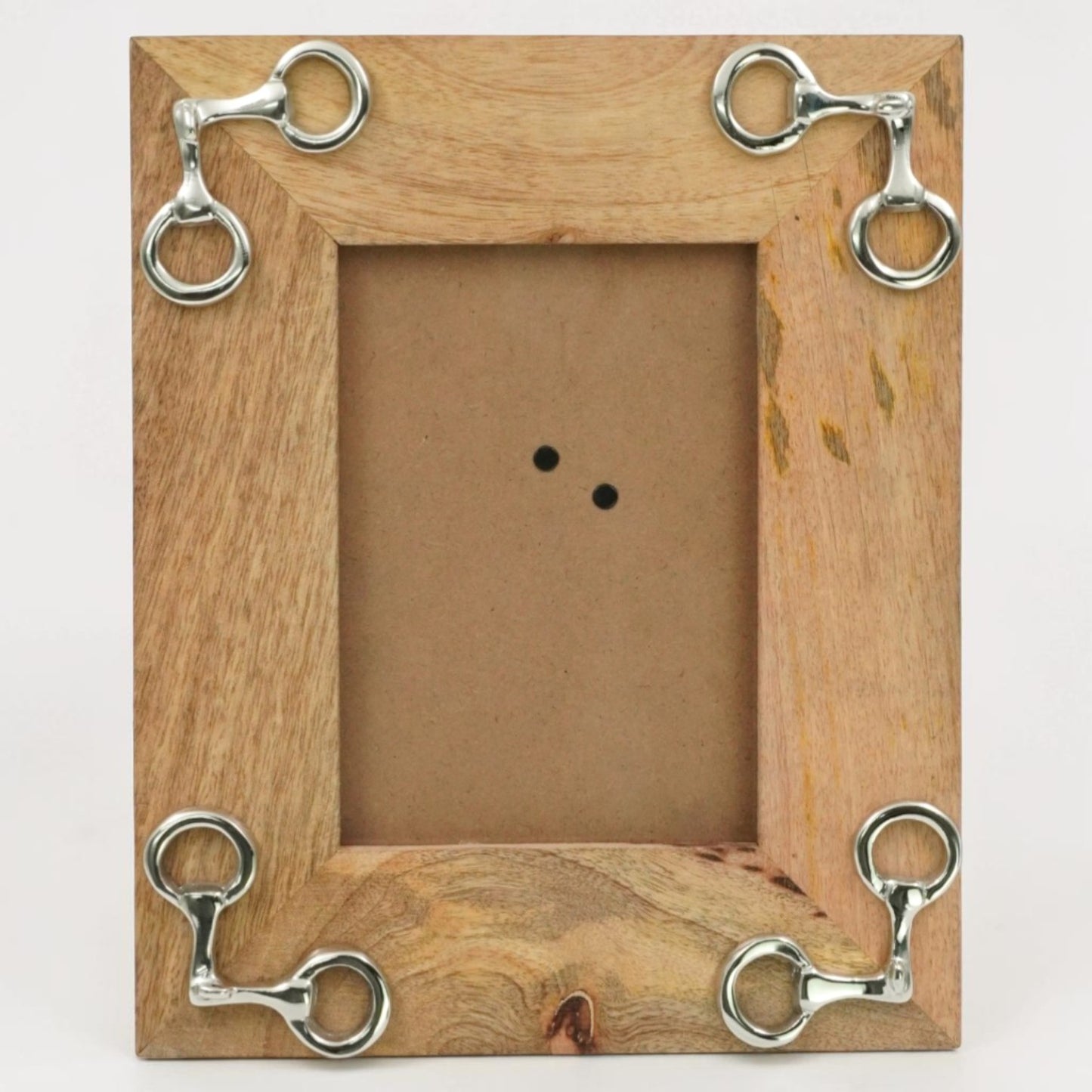 Equestrian Horse Bit Photo Frame - Mango Wood with Nickel Plated Cast Aluminium Snaffle Bits | 23cm x 28cm