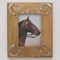Equestrian Horseshoe Photo Frame - Mango Wood with Nickel Plated Cast Aluminium Horseshoes | 23cm x 28cm