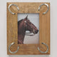 Equestrian Horseshoe Photo Frame - Mango Wood with Nickel Plated Cast Aluminium Horseshoes | 23cm x 28cm