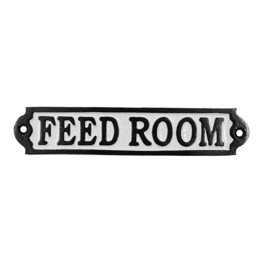 Feed Room Sign Cast Aluminium 20x4cm - Horse Stable & Tack Room Plaque