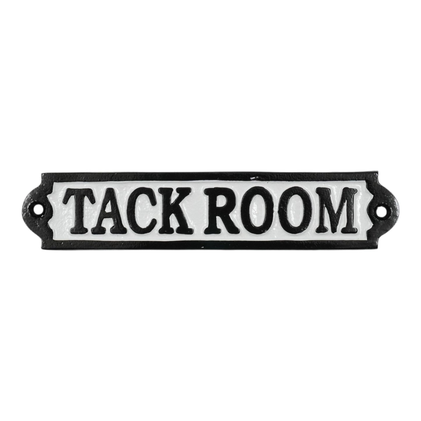 Tack Room Sign Cast Aluminium 20x4cm Stable & Horse Tack Room Plaque - Black/White