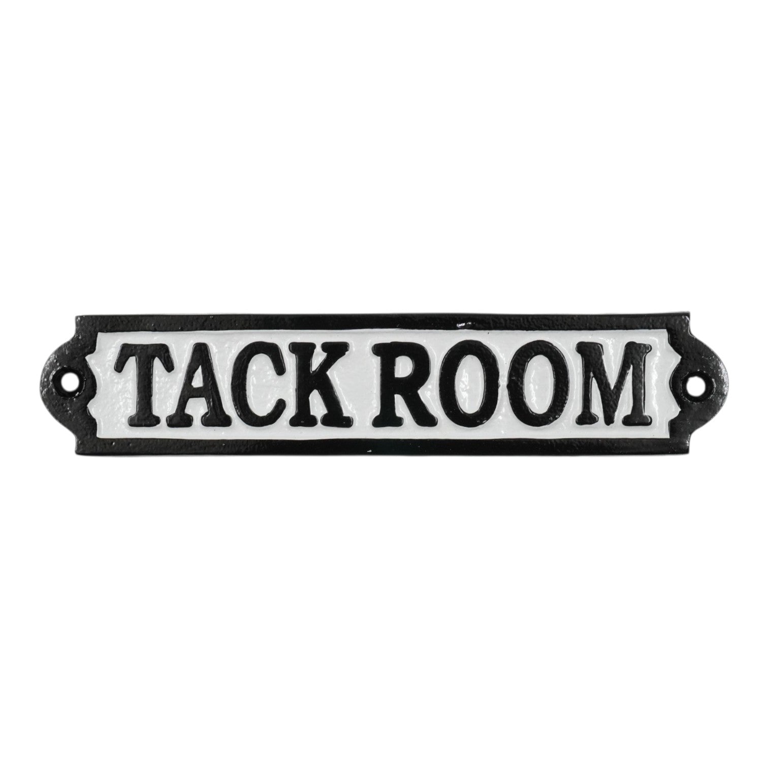 Tack Room Sign Cast Aluminium 20x4cm Stable & Horse Tack Room Plaque - Black/White