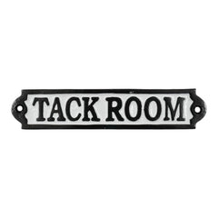 Tack Room Sign Cast Aluminium 20x4cm Stable & Horse Tack Room Plaque - Black/White
